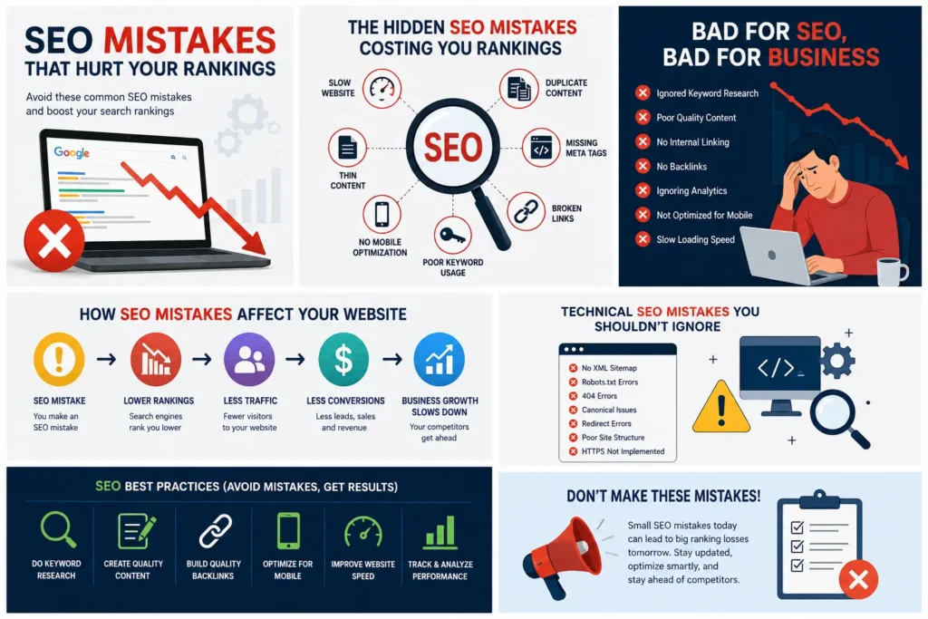 SEO mistakes that hurt website rankings and organic traffic