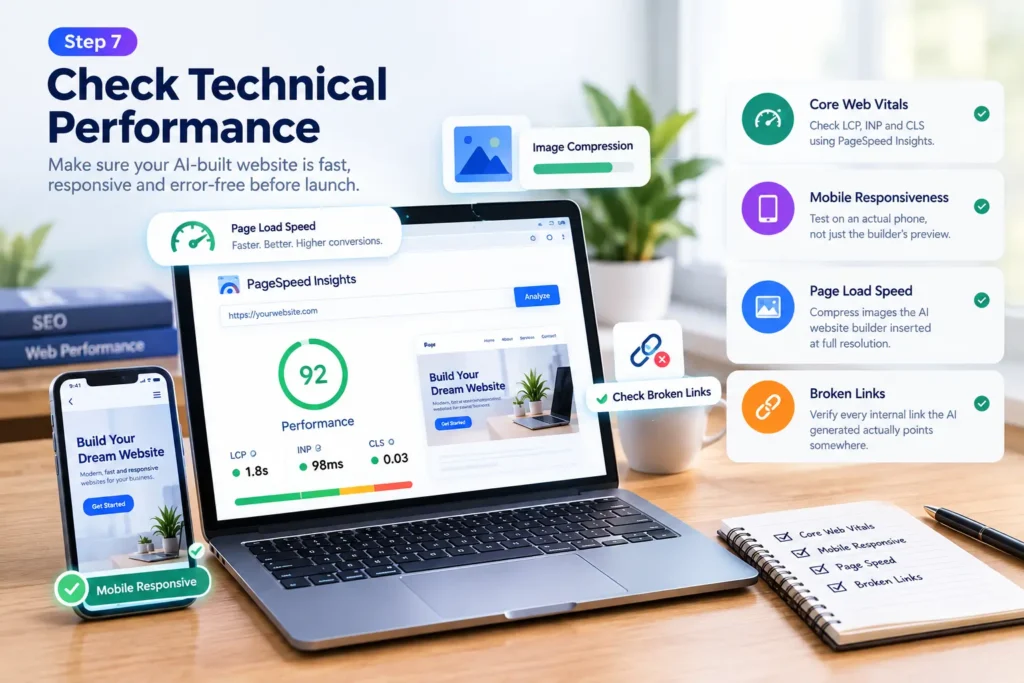 Check technical performance of an AI-built website