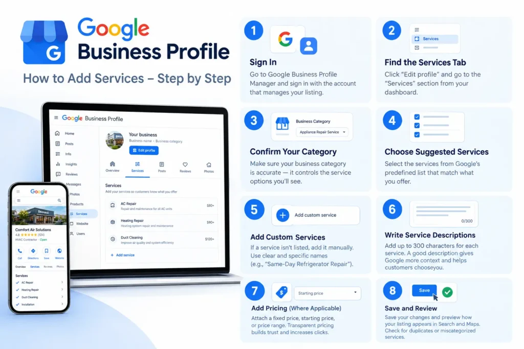 How to add services to your Google Business Profile
