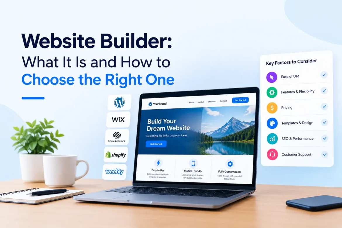 Website builder guide showing how to choose the right website builder